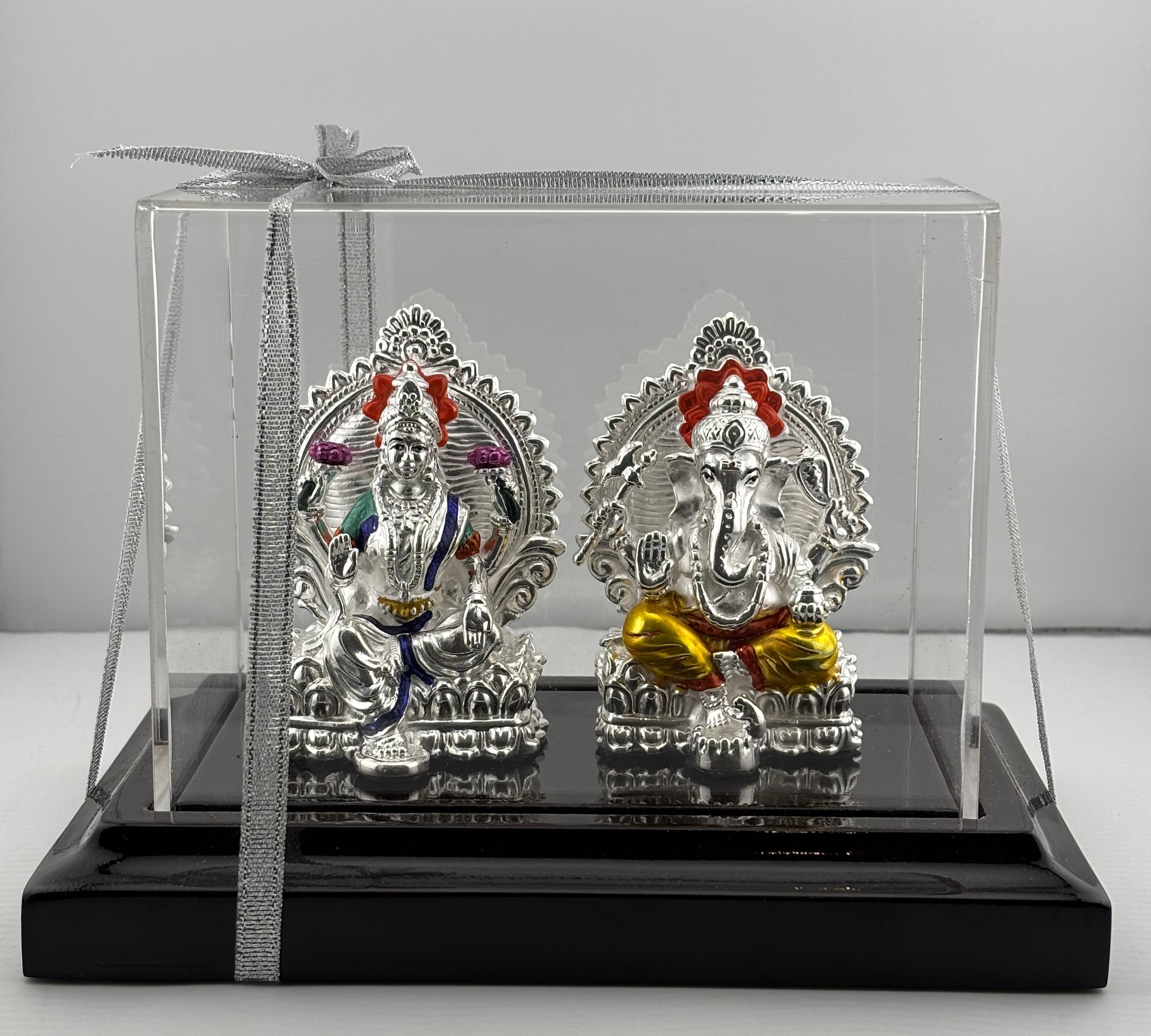 999 Pure Silver Ganesha & Lakshmi Idol 136gm – Grand Prosperity Murti for Home Mandir
