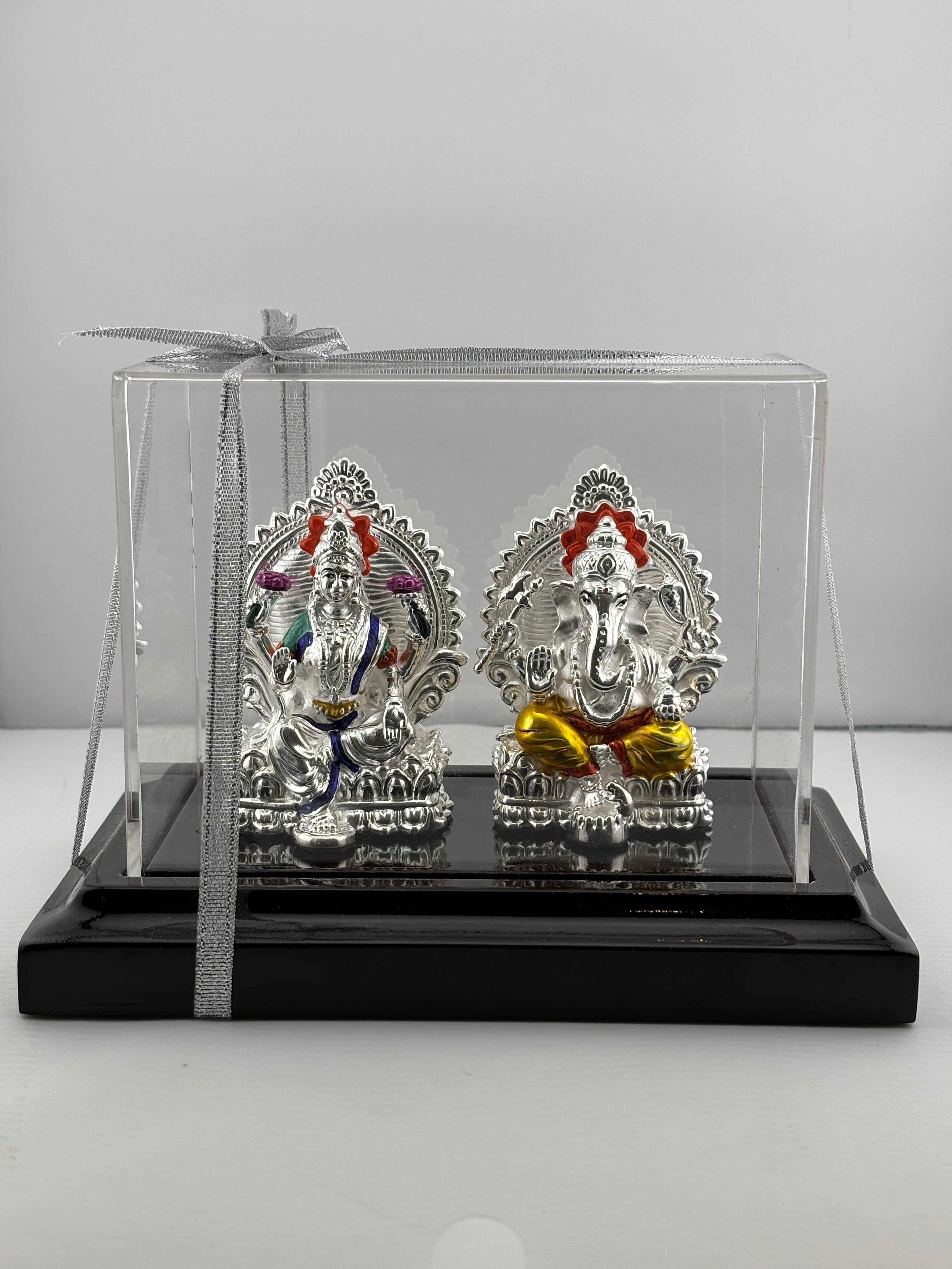 999 Pure Silver Ganesha & Lakshmi Idol 136gm – Grand Prosperity Murti for Home Mandir