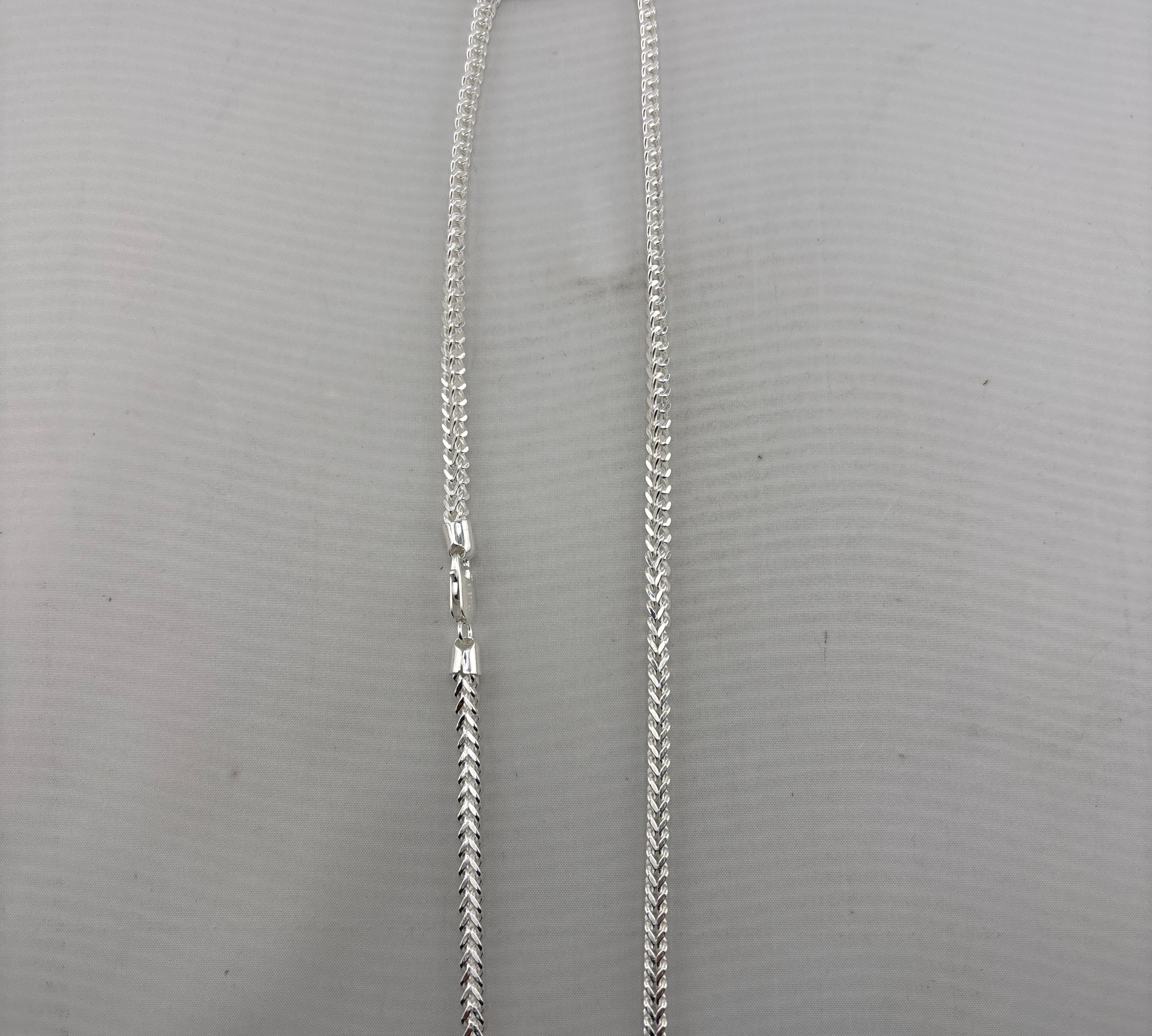 Foxtail Silver Chain in 925 Sterling Silver | Fine Woven Link Necklace (20 Inch, 30.01g)