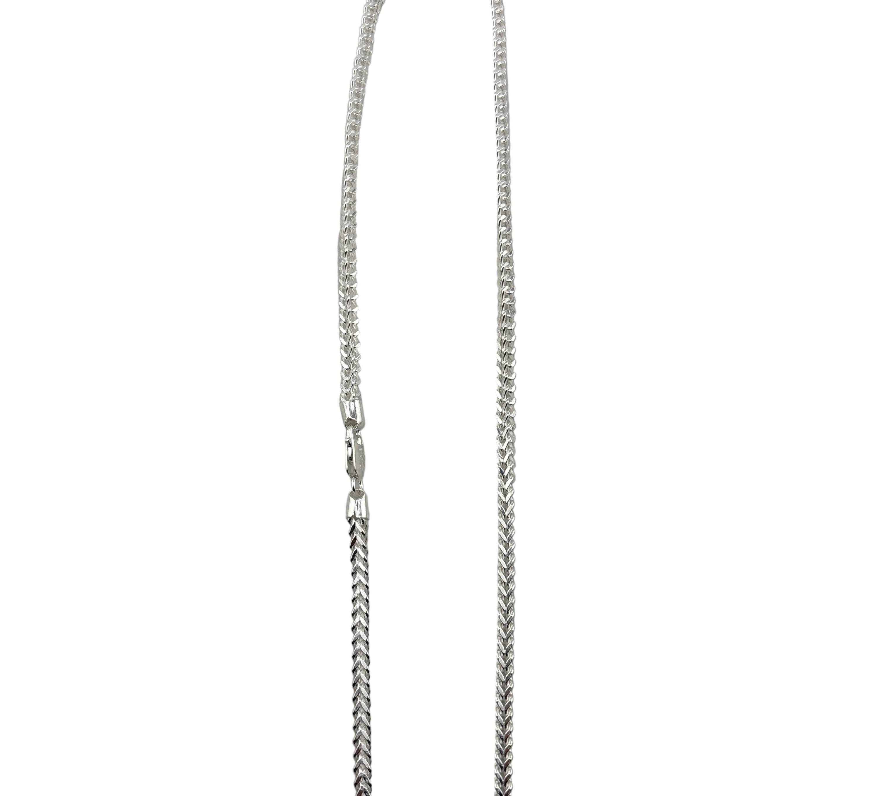 Foxtail Silver Chain in 925 Sterling Silver | Fine Woven Link Necklace (20 Inch, 30.01g)