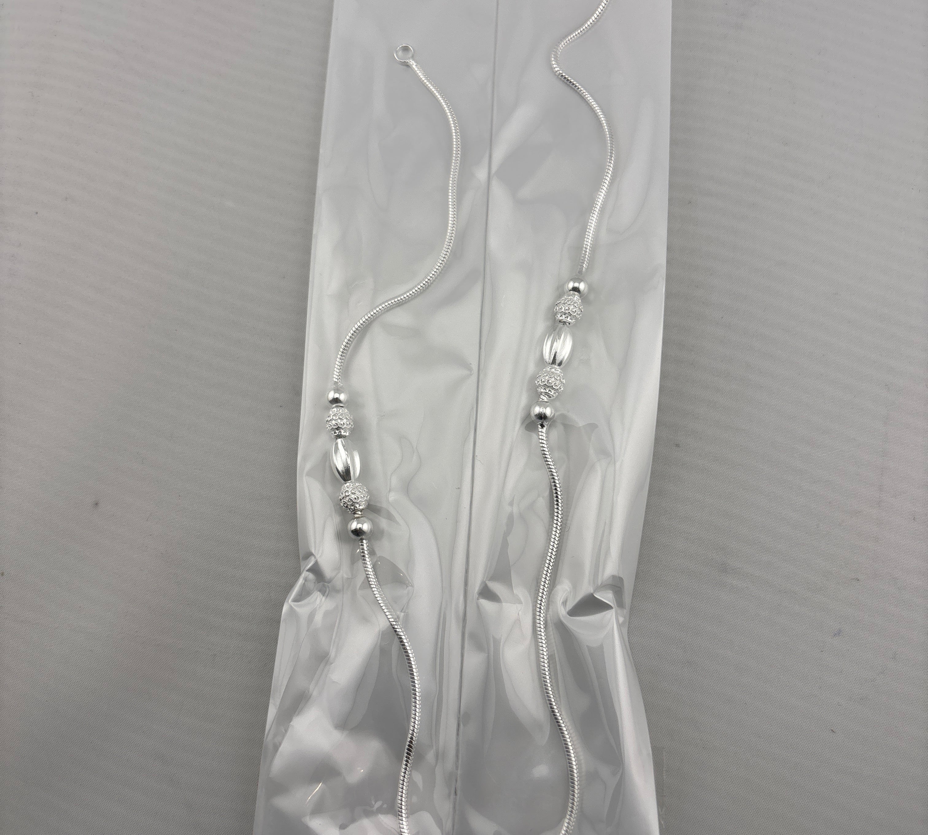 Trio Bead Elegance Silver Anklet – 99.9% Pure Silver – Weight:20g