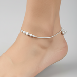 Trio Bead Elegance Silver Anklet – 99.9% Pure Silver – Weight:20g