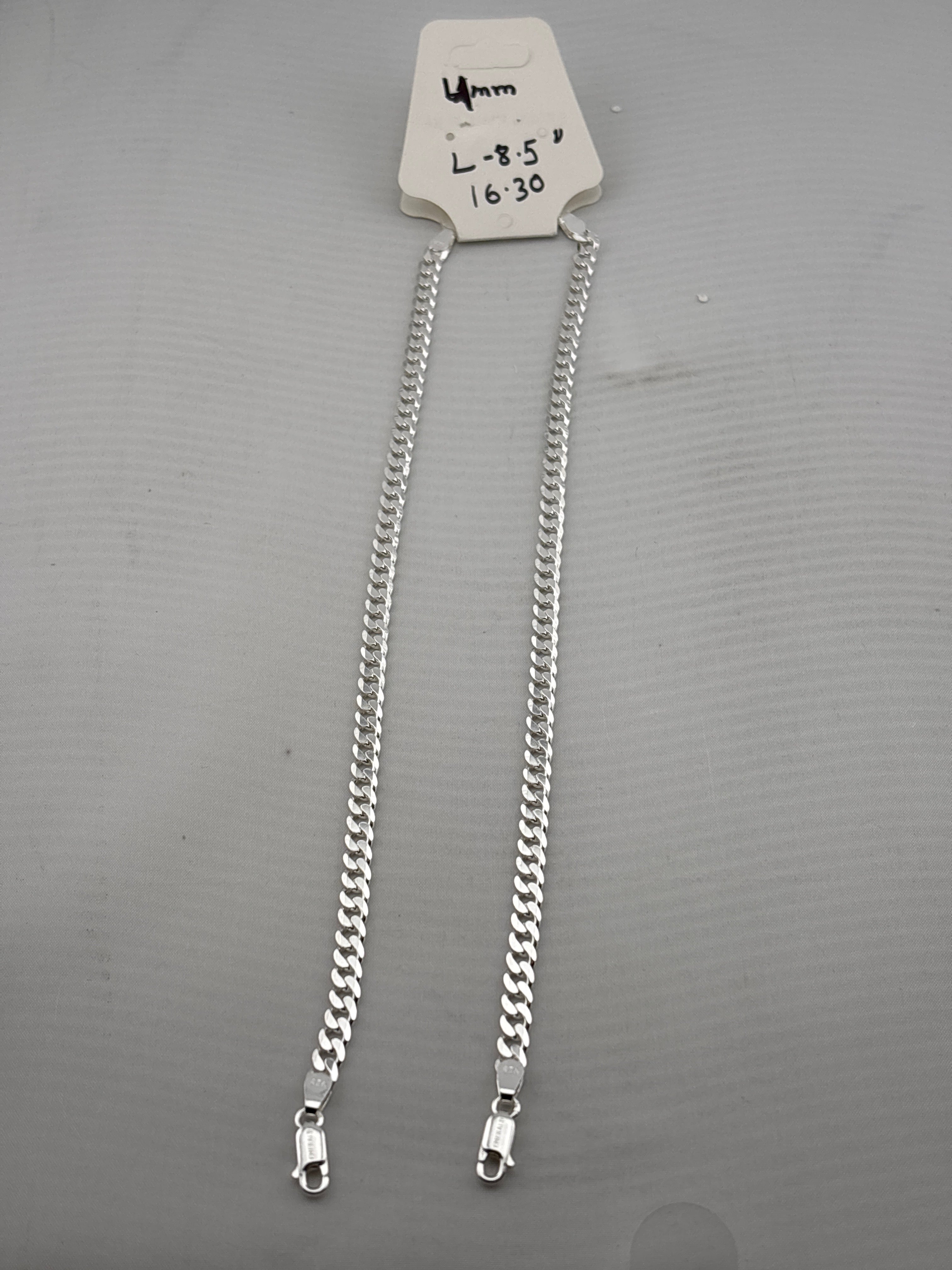 Silver Curb Link Bracelet 925 – Flat Chain