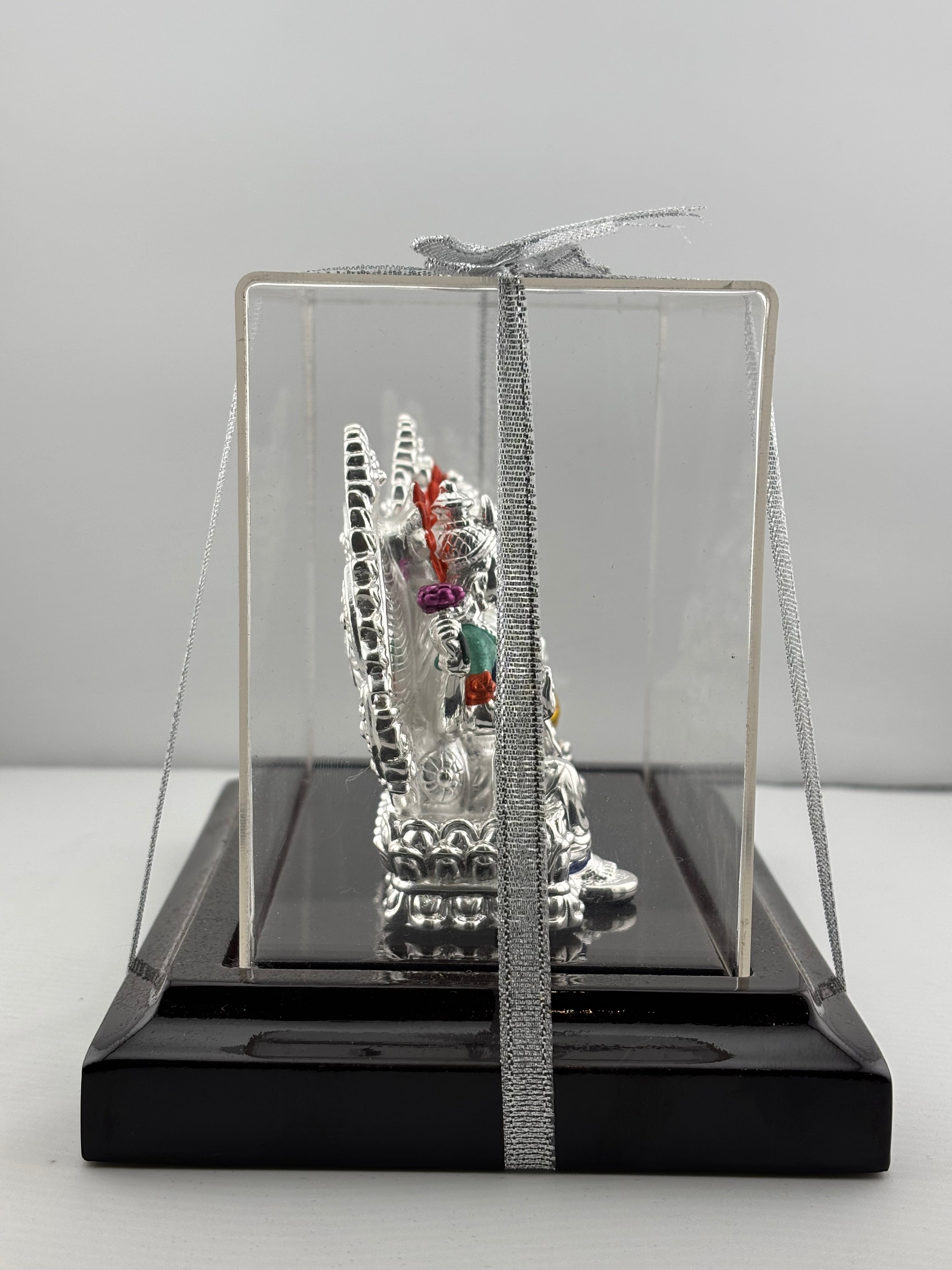 999 Pure Silver Ganesha & Lakshmi Idol 136gm – Grand Prosperity Murti for Home Mandir