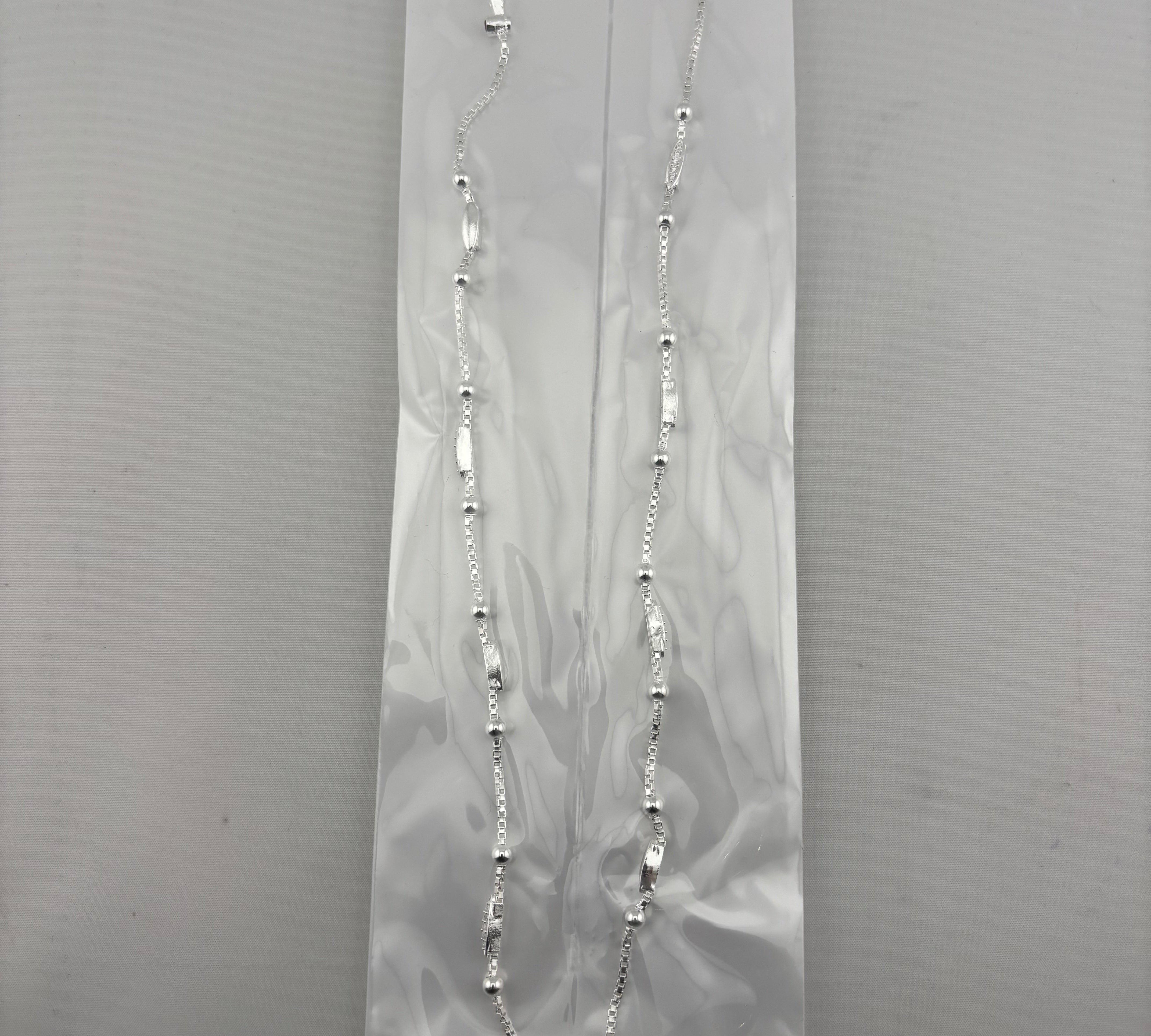 Bar Link Silver Anklet – 99.9% Pure Silver – Adjustable – 17.70 g