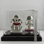 999 Pure Silver Ganesha & Lakshmi Idol 95gm – Auspicious Prosperity Murti for Temple Décor