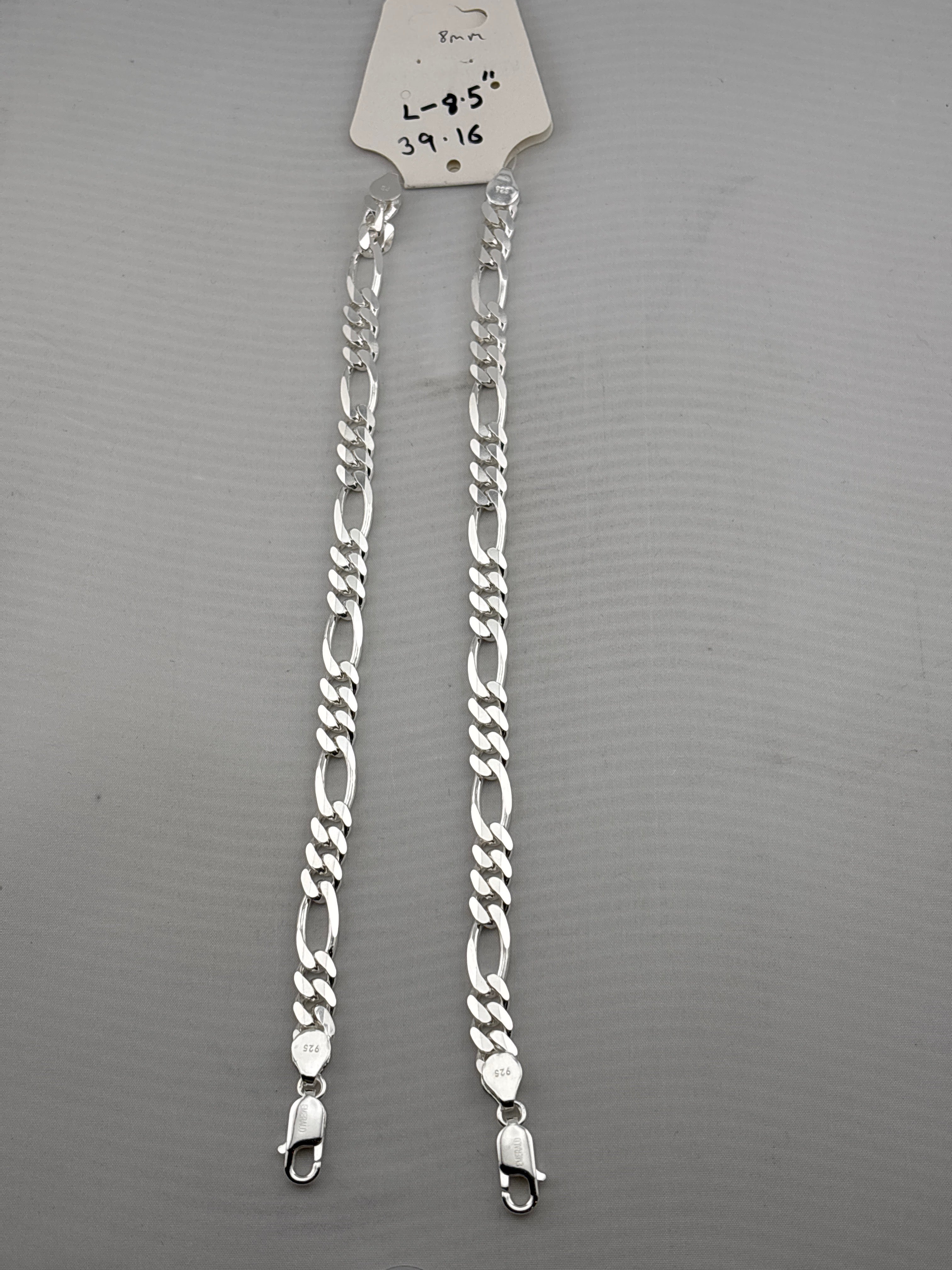 925 Sterling Silver Figaro Chain Bracelet – Italian Link