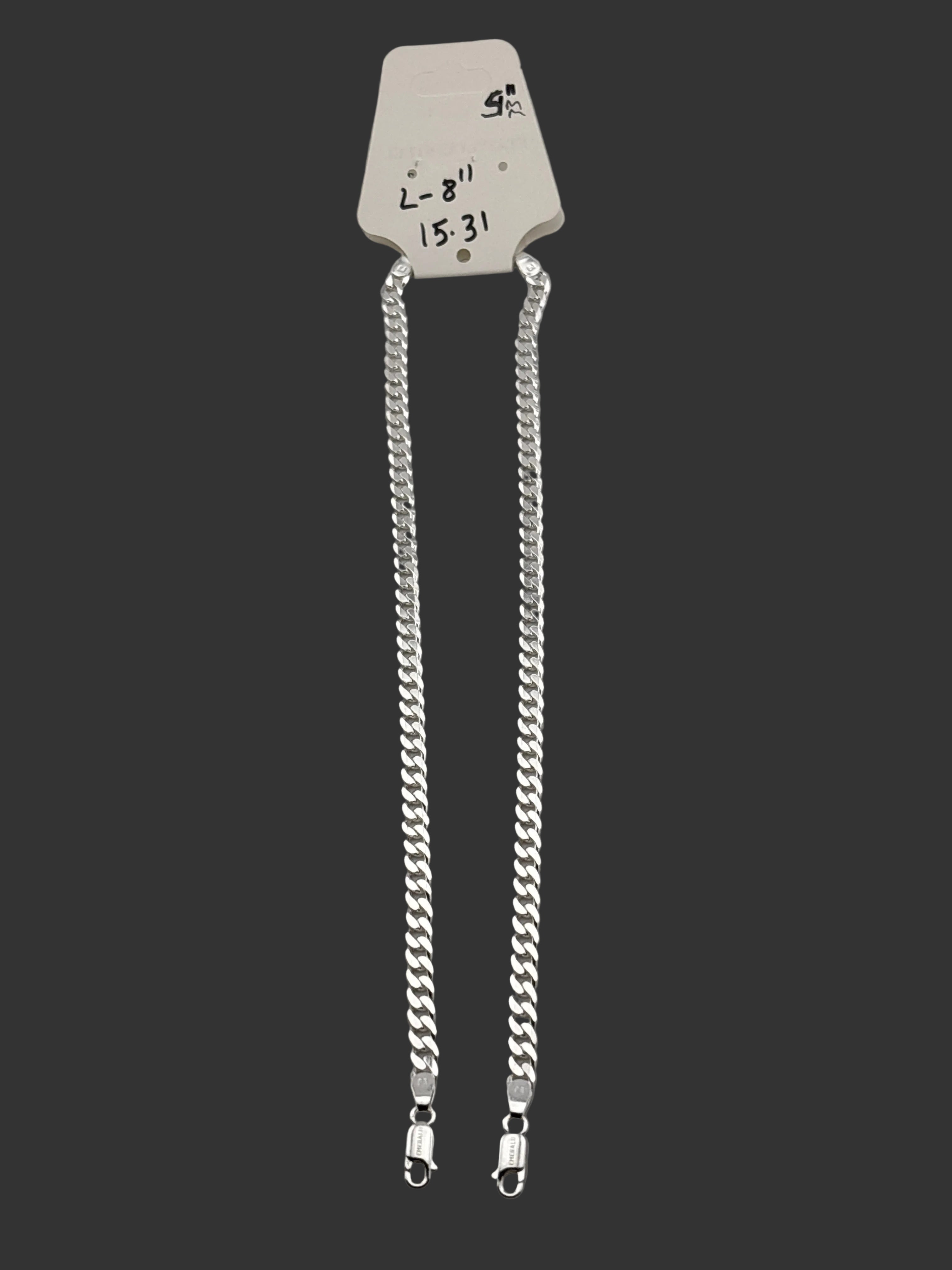 Silver Curb Link Bracelet 925 – Flat Chain