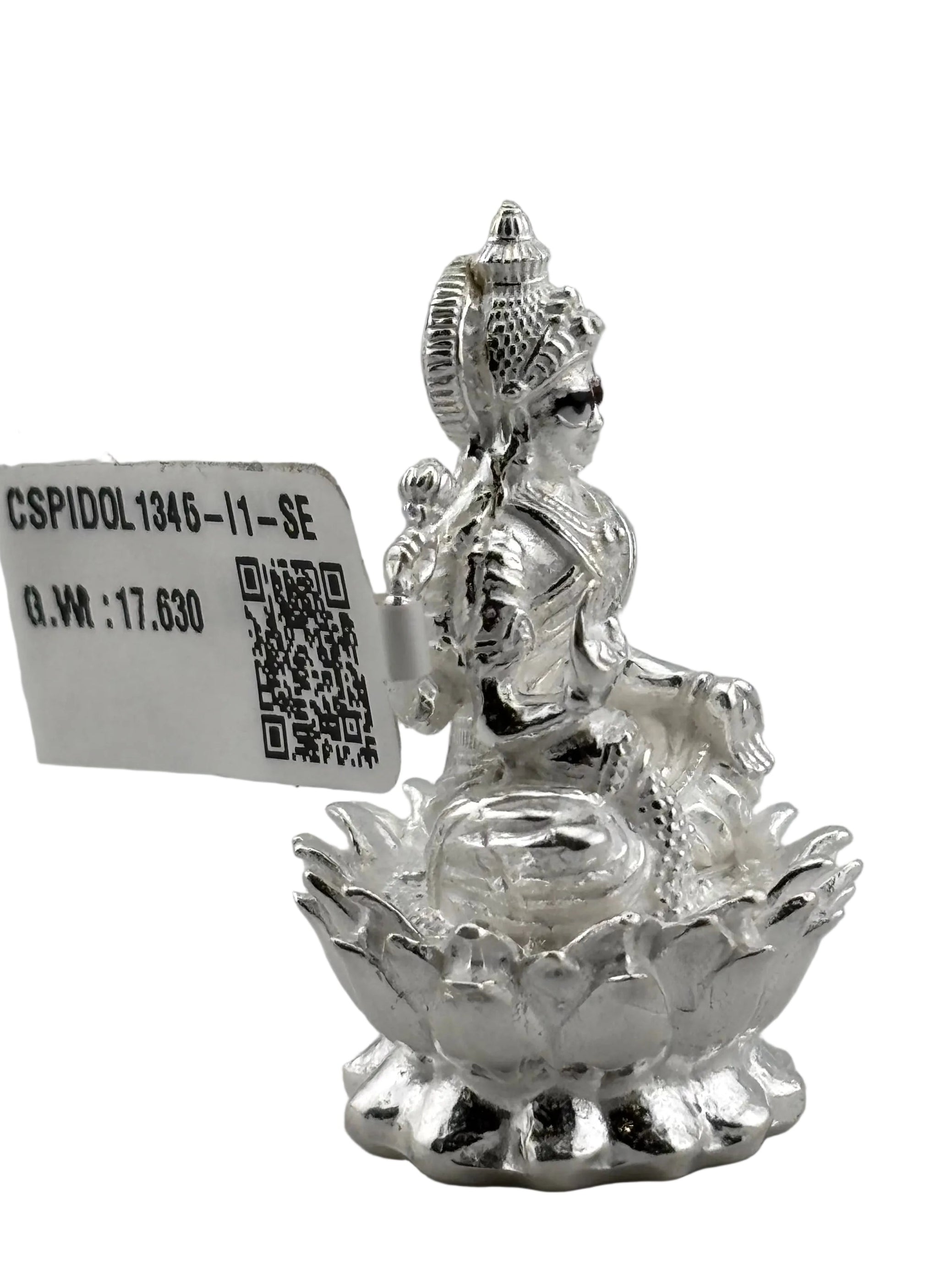 Silver Maa Lakshmi Idol 18gm – Spiritual Lakshmi Murti for Temple Decor & Festivals