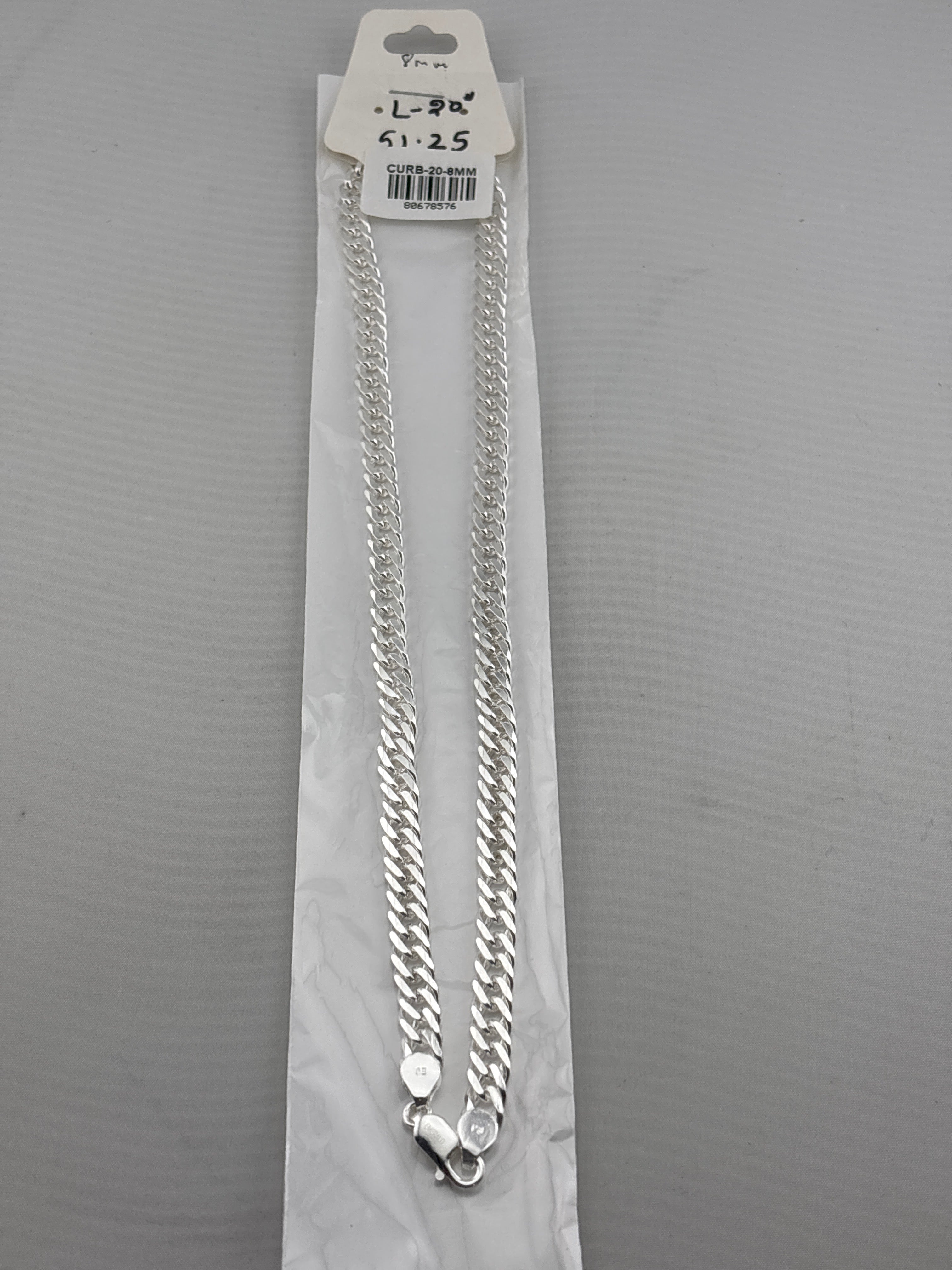 Japanese Curb Silver Chain in 925 Sterling Silver | Sleek Flat Link Chain Necklace