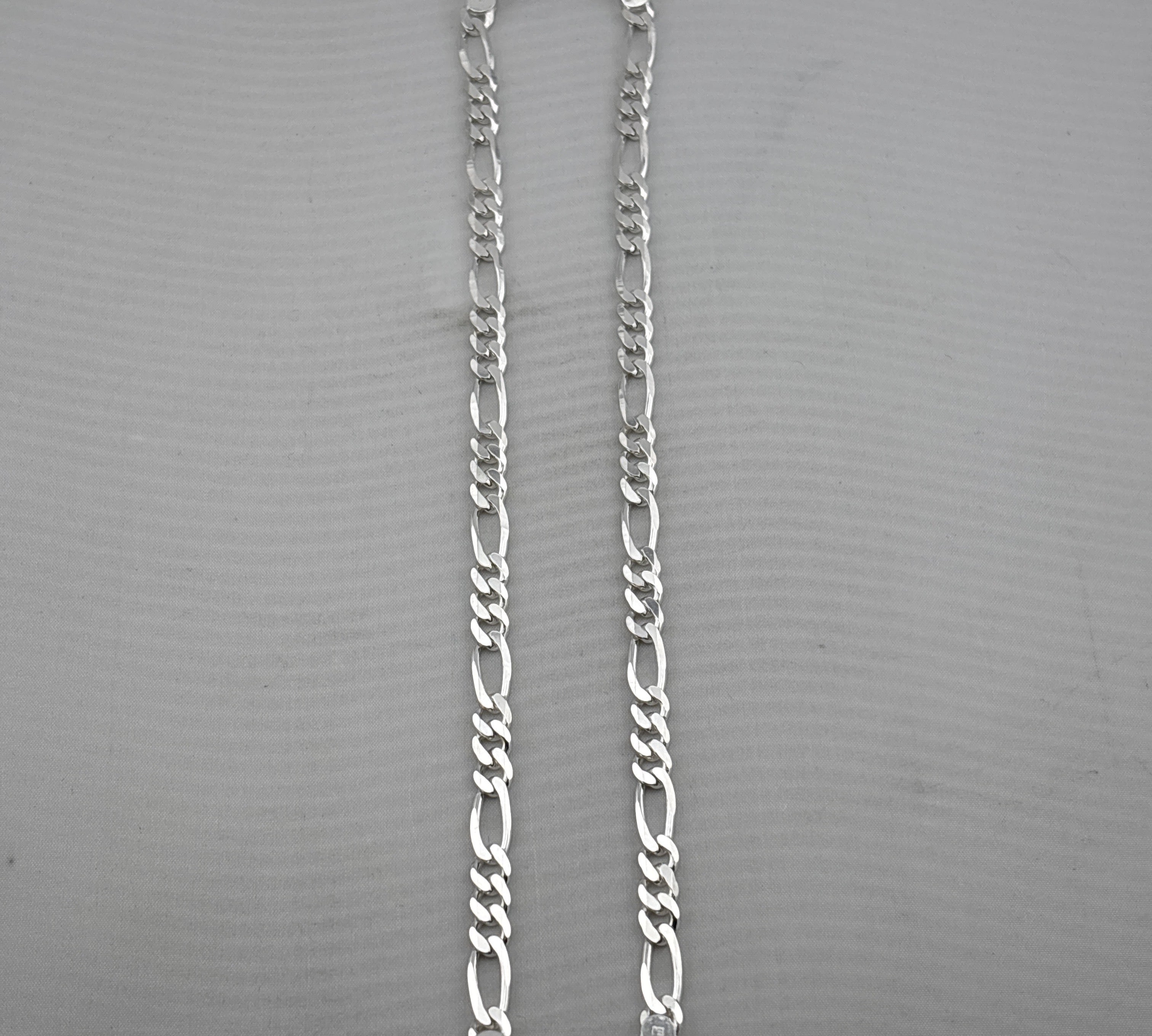 925 Sterling Silver Figaro Chain Bracelet – Italian Link