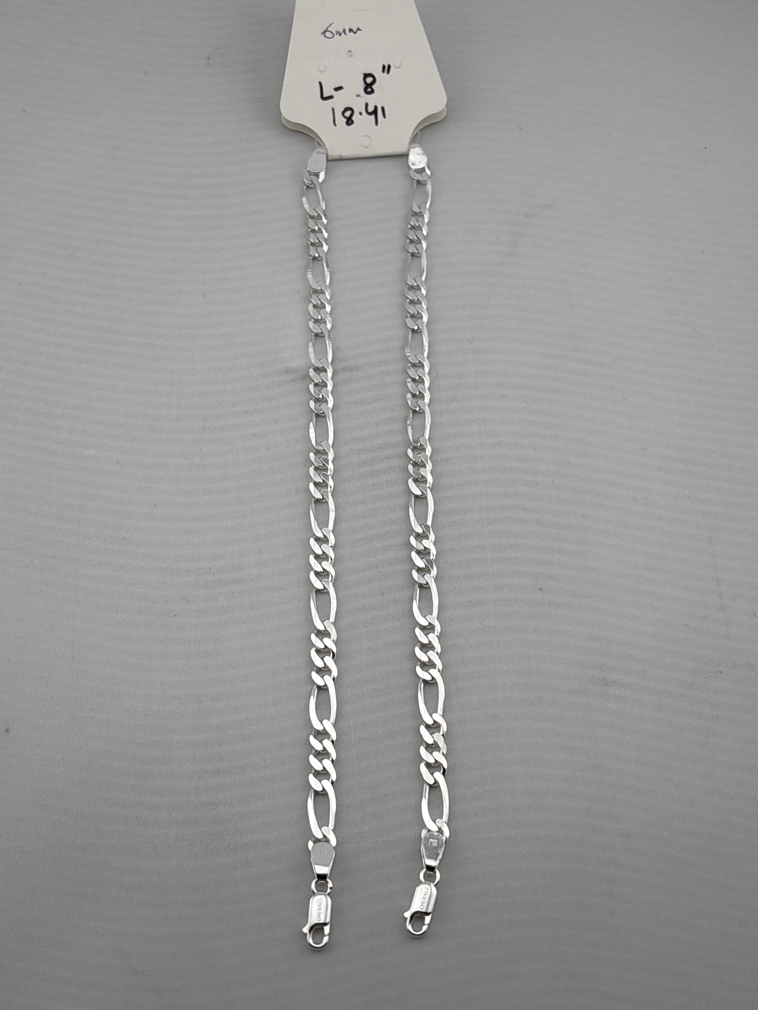 925 Sterling Silver Figaro Chain Bracelet – Italian Link