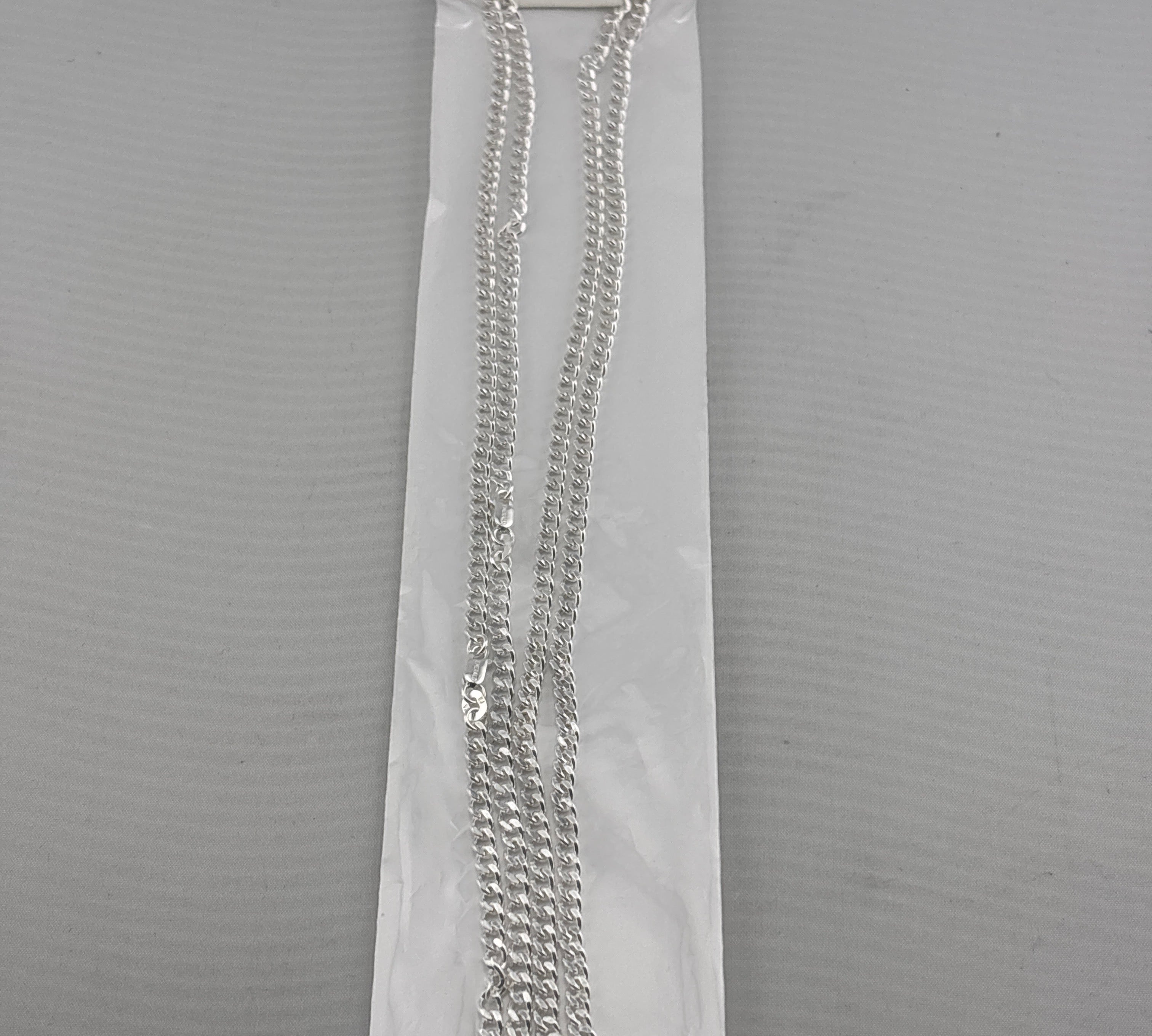 Japanese Curb Silver Chain in 925 Sterling Silver | Sleek Flat Link Chain Necklace
