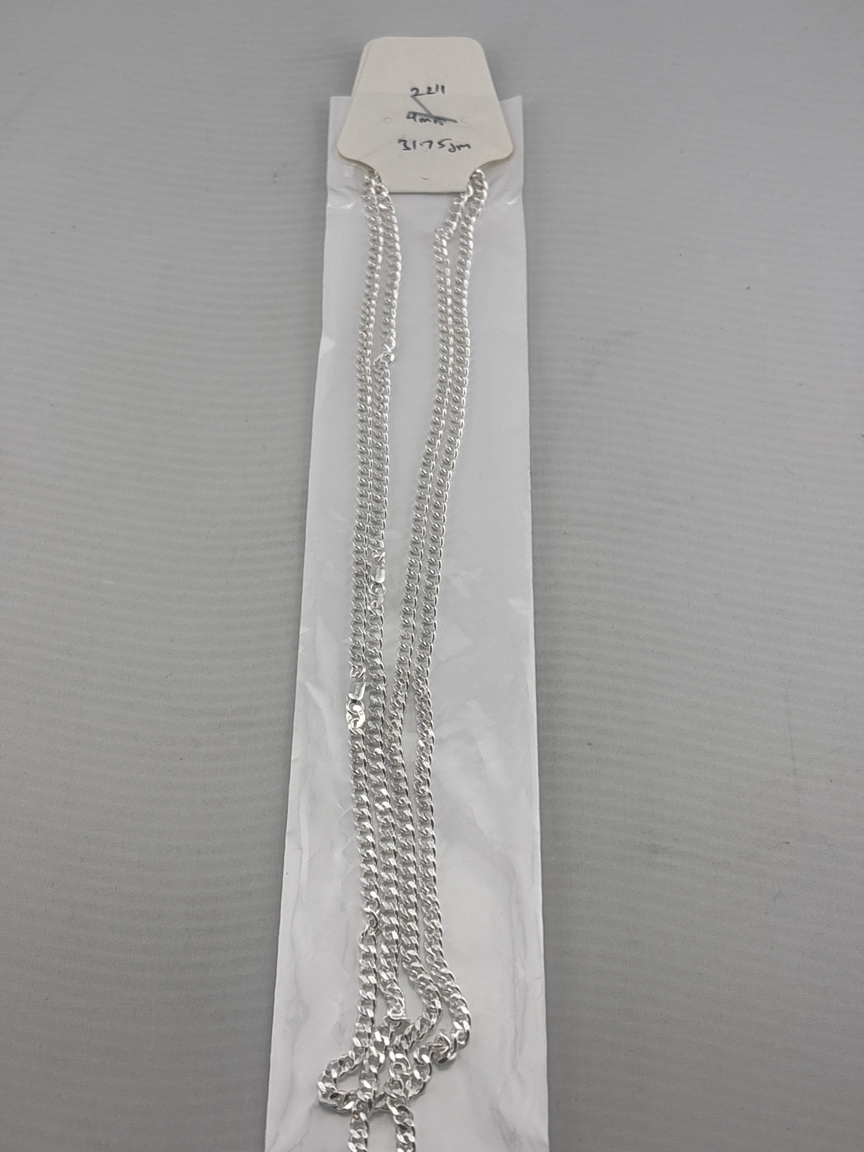 Japanese Curb Silver Chain in 925 Sterling Silver | Sleek Flat Link Chain Necklace