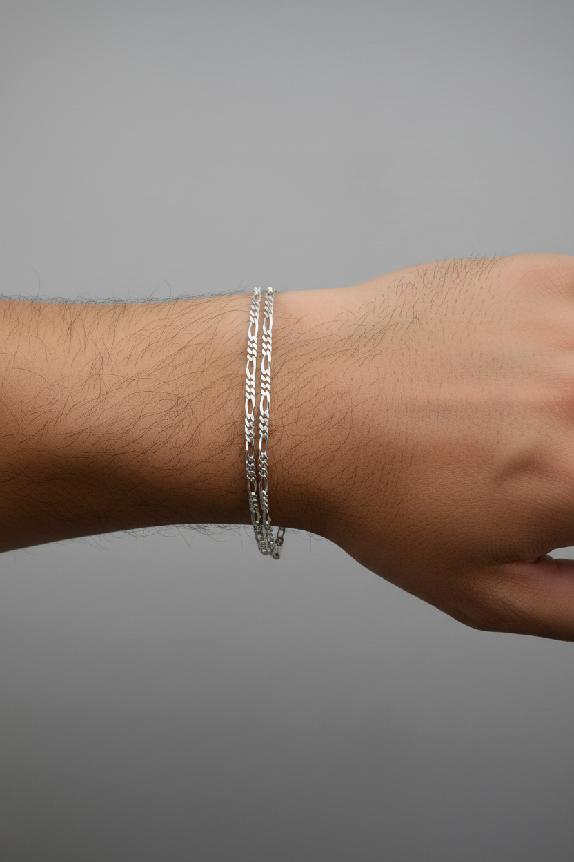 925 Sterling Silver Figaro Chain Bracelet – Italian Link