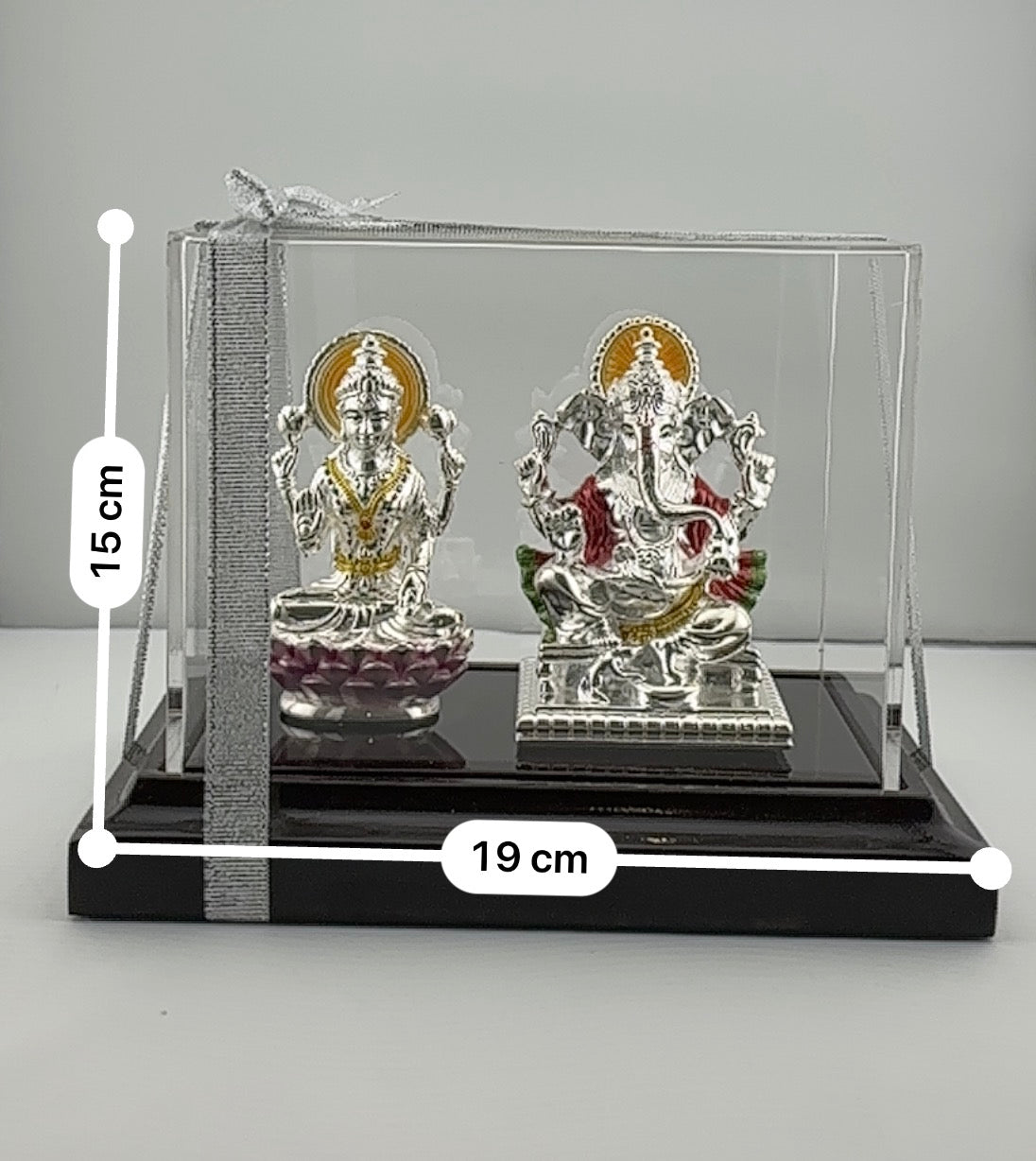 999 Pure Silver Ganesha & Lakshmi Idol 95gm – Auspicious Prosperity Murti for Temple Décor