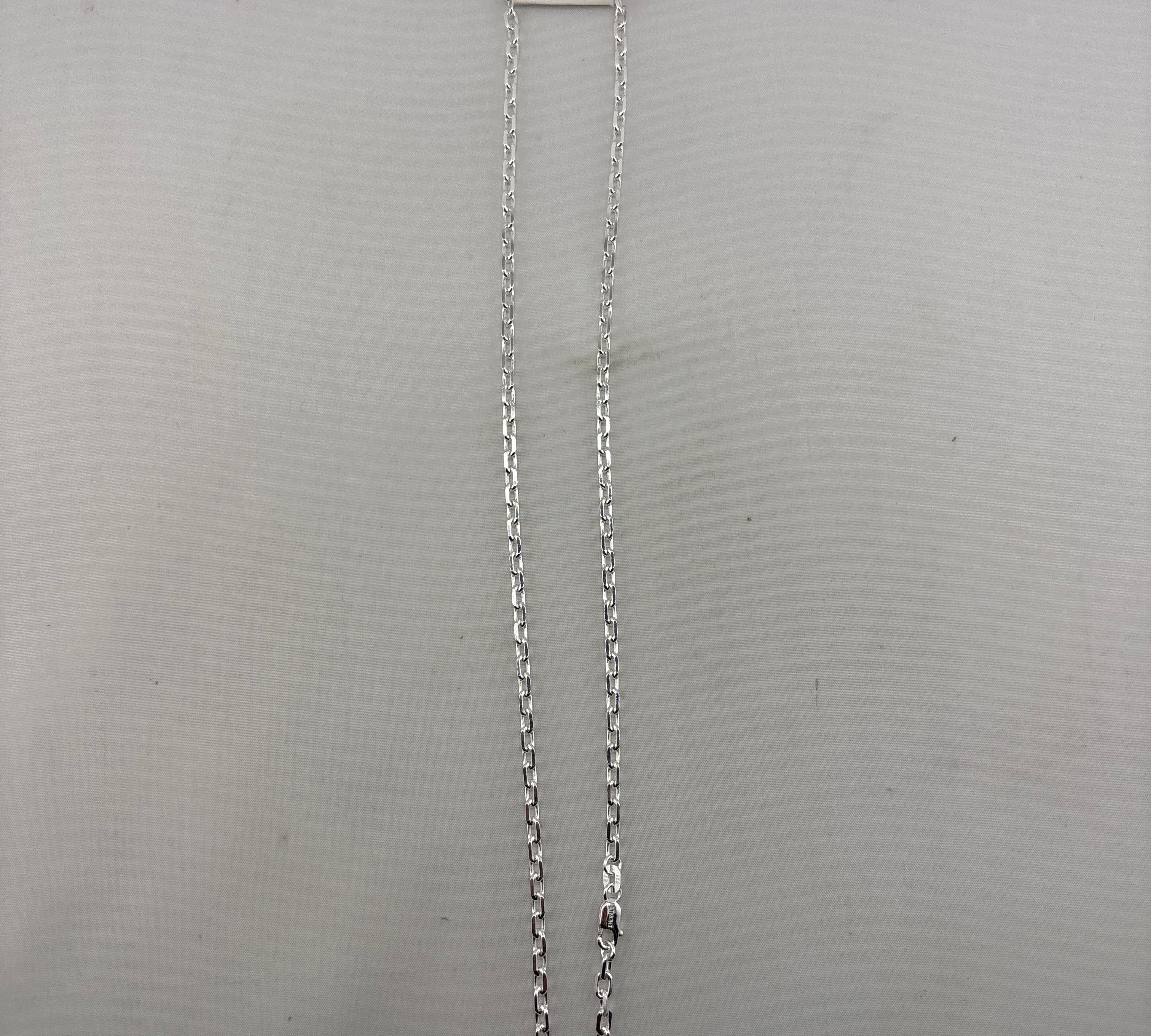 Double Row Curb Silver Chain in 925 Sterling Silver | Interlocking Link Necklace (20 Inch, 24.58g)