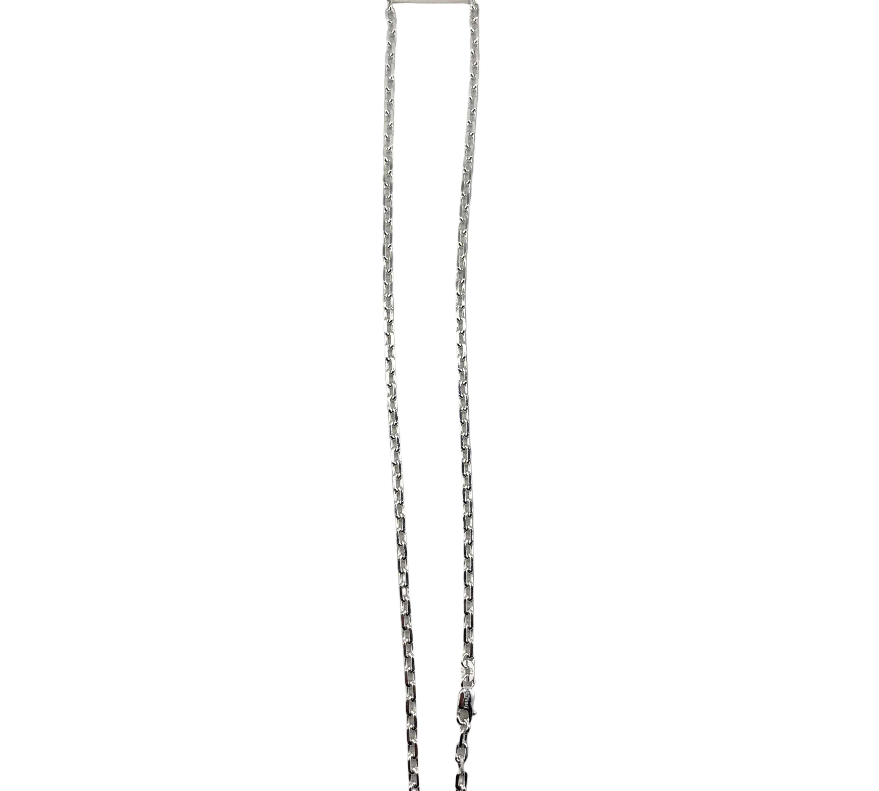 Double Row Curb Silver Chain in 925 Sterling Silver | Interlocking Link Necklace (20 Inch, 24.58g)