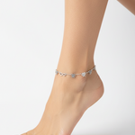 Double Chain Charm Silver Anklet – 99.9% Pure Silver – Weight:27g