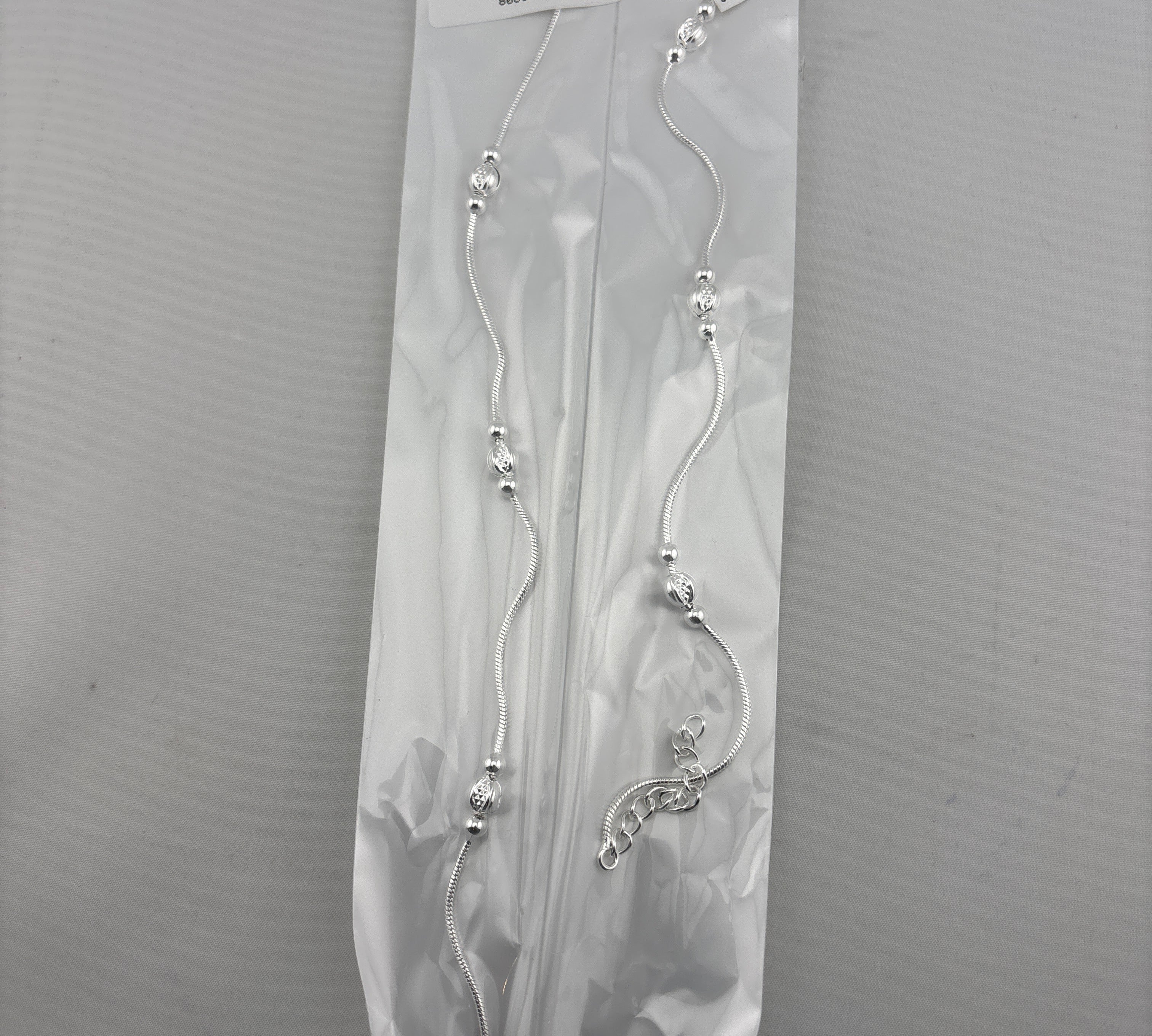 Dotted Bead Grace Silver Anklet – 99.9% Pure Silver – Weight:10g