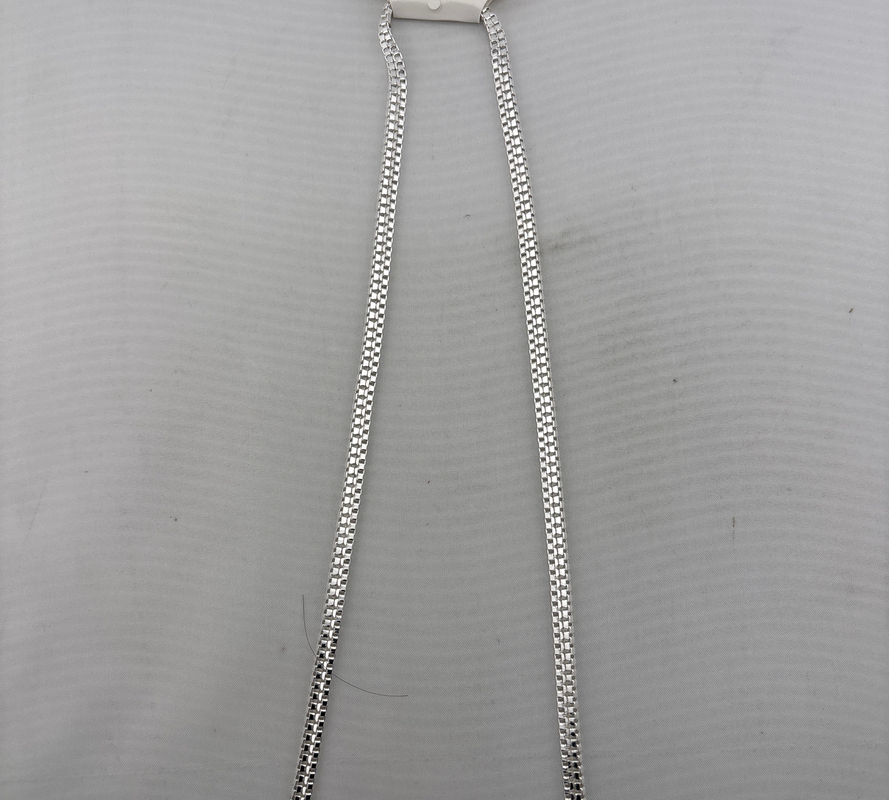 Box Chain Silver Necklace in 925 Sterling Silver | Classic Square Link Chain (20 Inch, 24.89g)