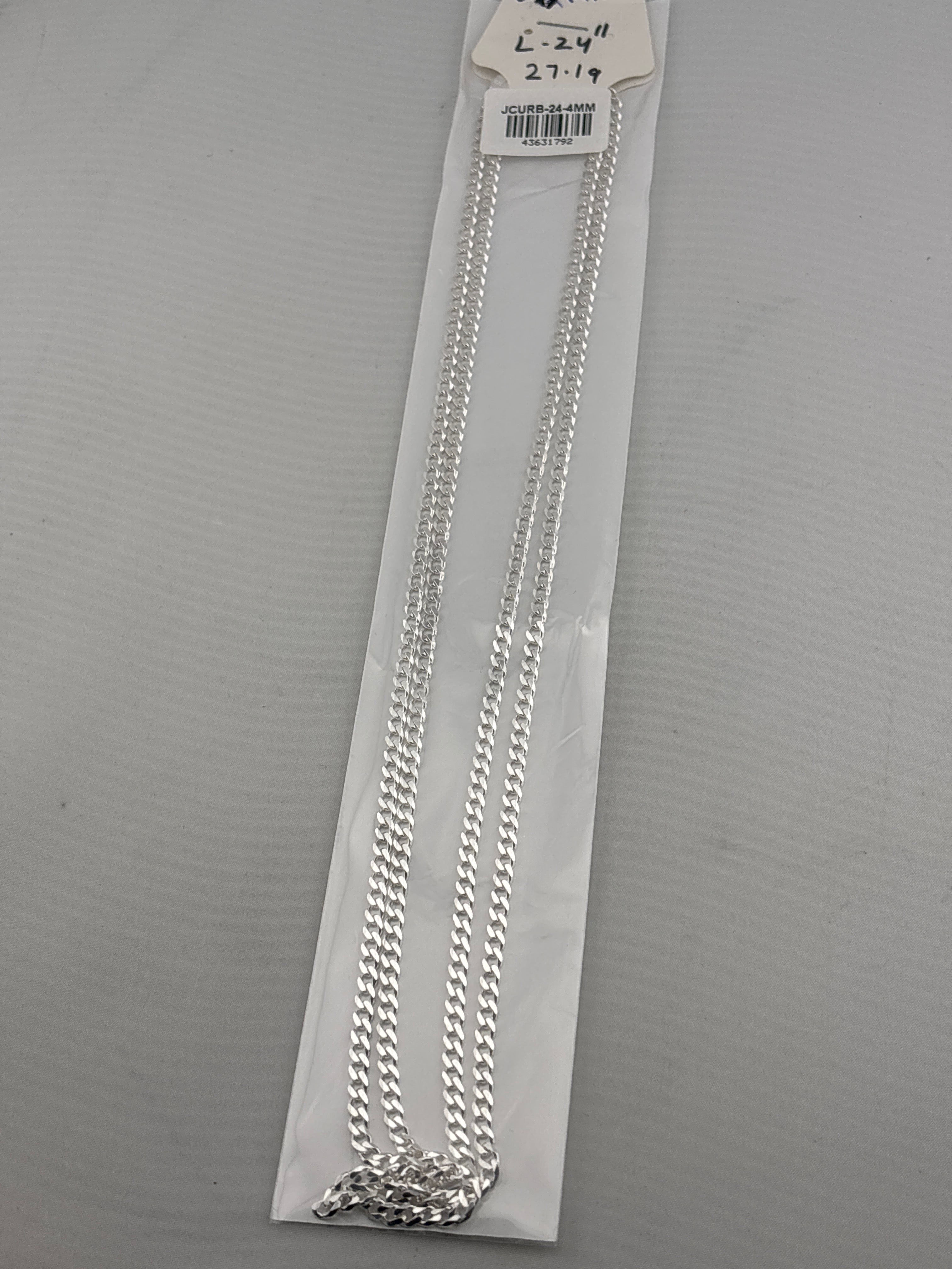 Japanese Curb Silver Chain in 925 Sterling Silver | Sleek Flat Link Chain Necklace