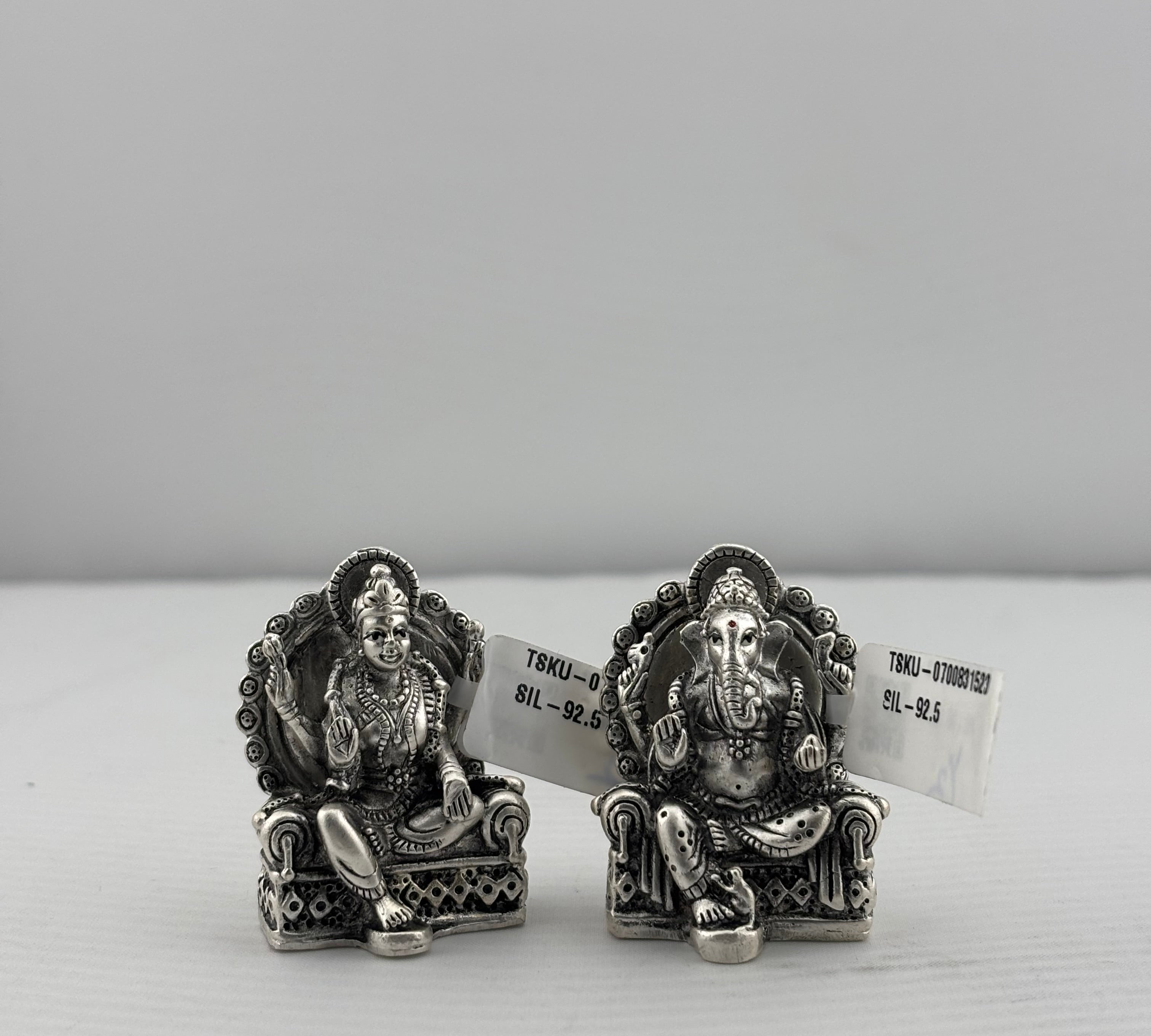 Silver Ganesh Lakshmi Idol 50gm – Spiritual Ganesh Lakshmi Murti for Temple Decor & Festivals