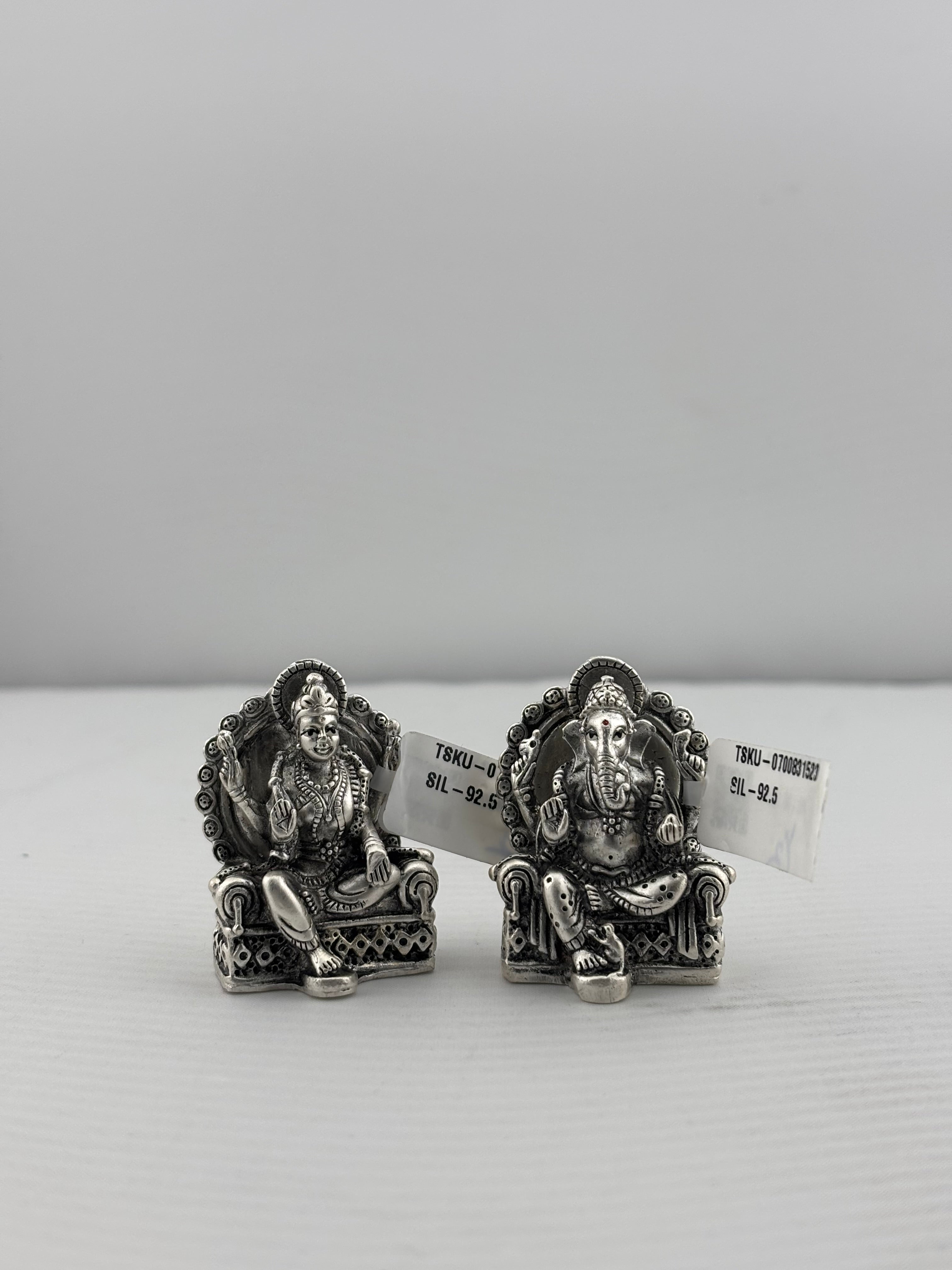 Silver Ganesh Lakshmi Idol 50gm – Spiritual Ganesh Lakshmi Murti for Temple Decor & Festivals