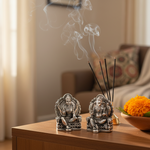 Silver Ganesh Lakshmi Idol 50gm – Spiritual Ganesh Lakshmi Murti for Temple Decor & Festivals
