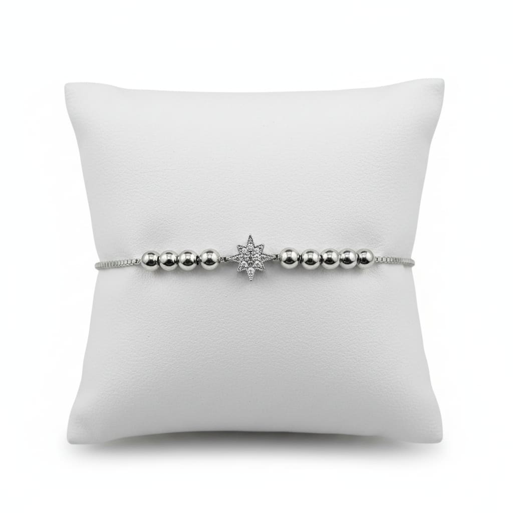 (92.5% purity) Sterling Silver Star CZ Adjustable Bracelet