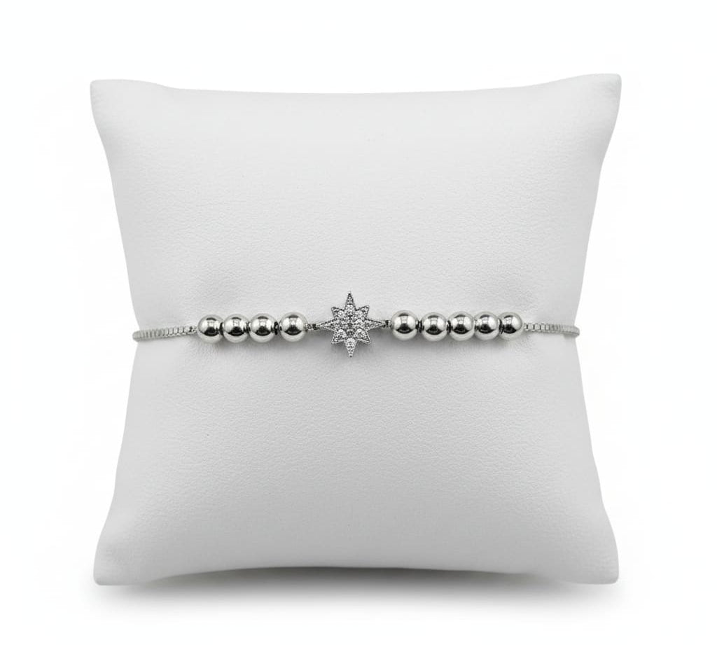 (92.5% purity) Sterling Silver Star CZ Adjustable Bracelet