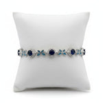 925 Sterling Silver (92.5% purity) Floral CZ Link Bracelet