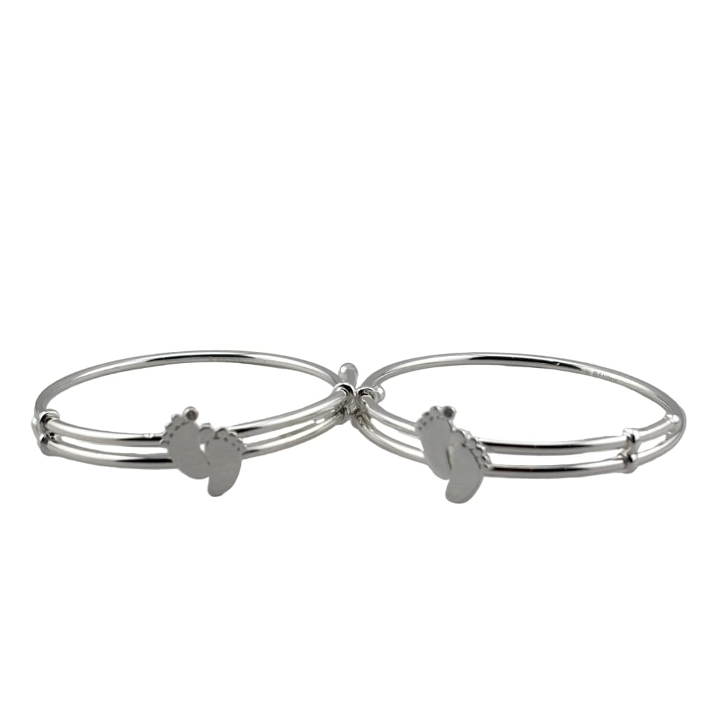 925 Sterling Silver Baby Bracelet Cute Foot Charm Kada Adjustable Baby Bangle