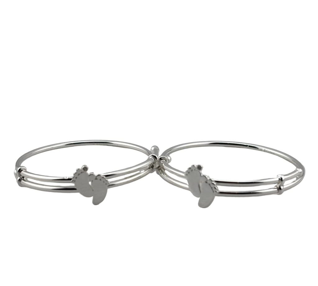 925 Sterling Silver Baby Bracelet Cute Foot Charm Kada Adjustable Baby Bangle