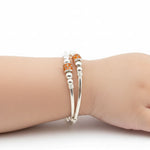 925 Sterling Silver Baby Kada Pair with Orange Charm Detail