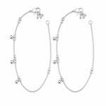 925 sterling silver ball dangle anklet pair on pure white background