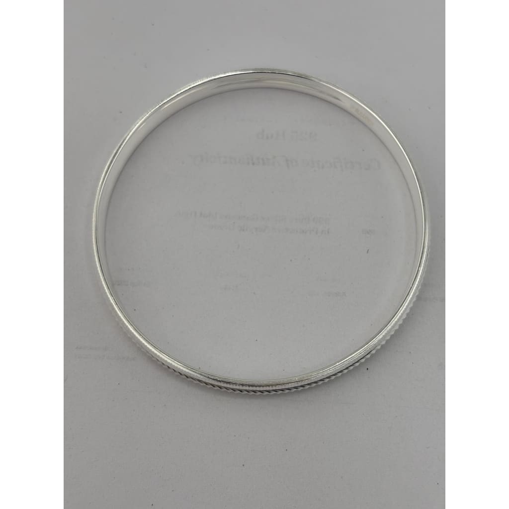 925 Sterling Silver Bar Segment Textured Bangle/Kada – view 3