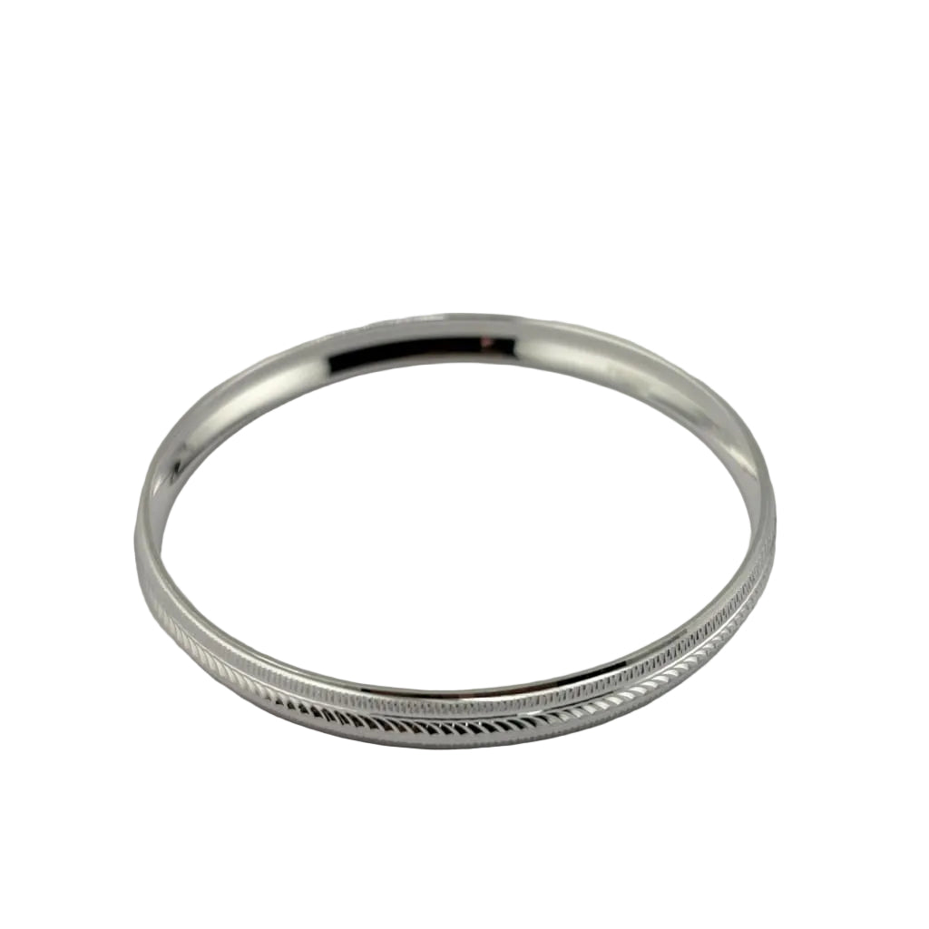 925 Sterling Silver Bar Segment Textured Bangle/Kada – view 2
