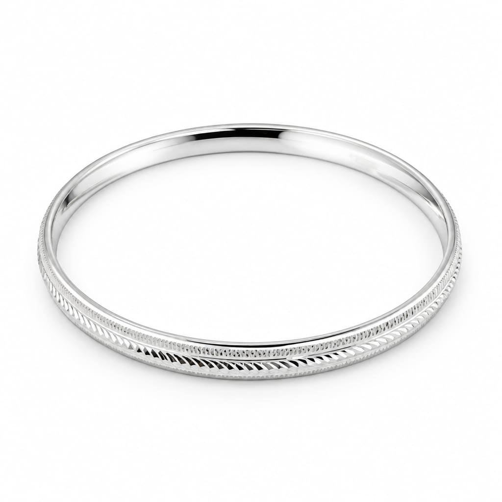 925 Sterling Silver Bar Segment Textured Bangle/Kada
