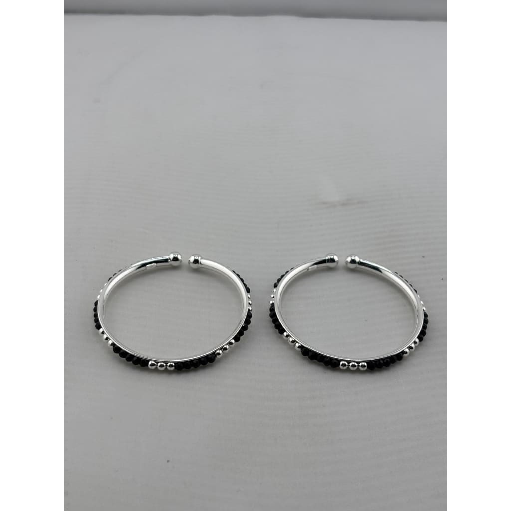 Kids silver black stone bangle pair original photo