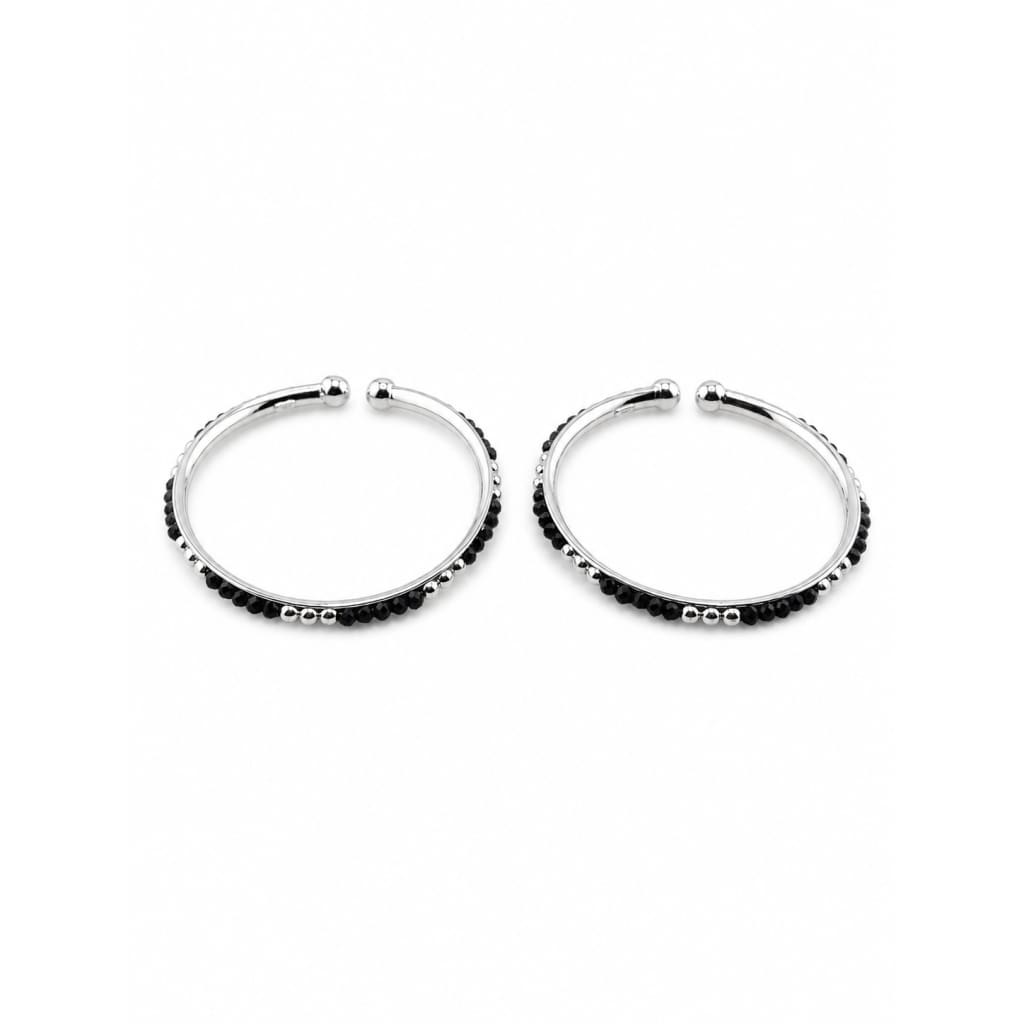925 sterling silver kids black stone bangle pair