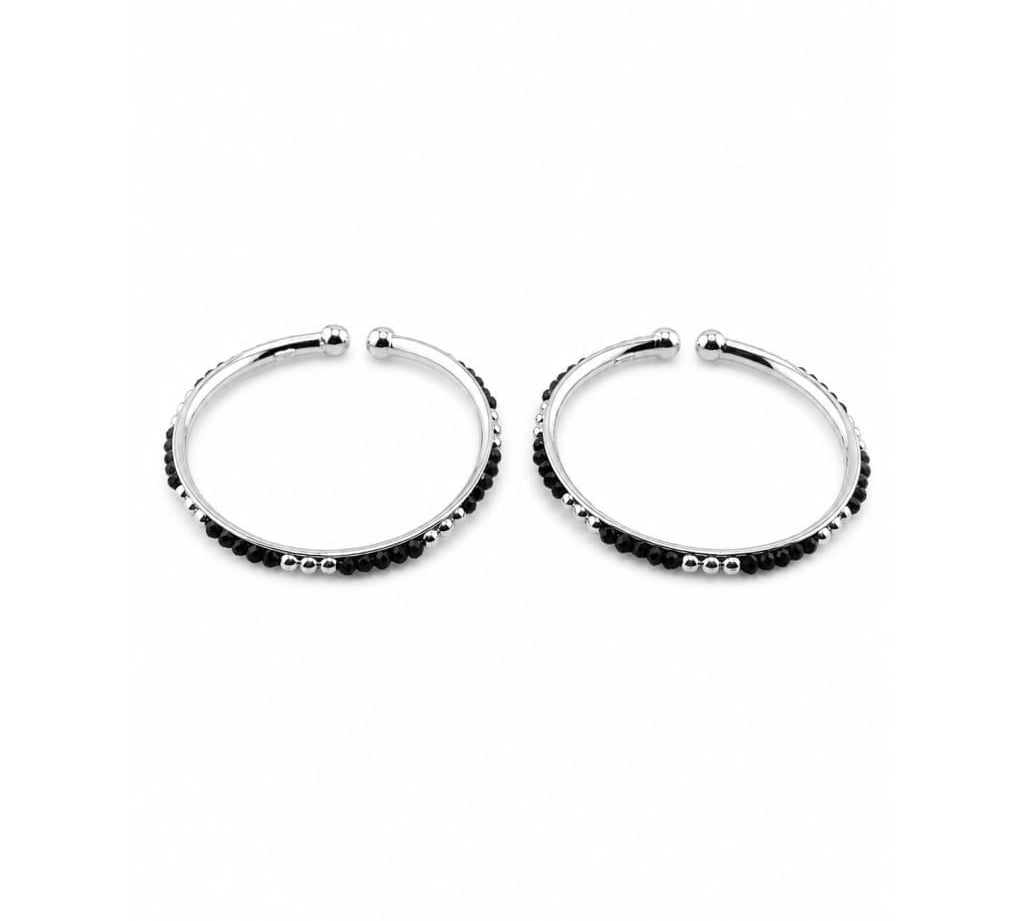 925 sterling silver kids black stone bangle pair
