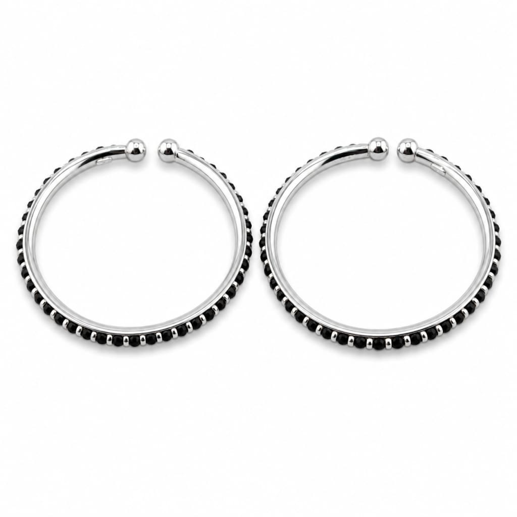 925 sterling silver kids bangle pair with black stones