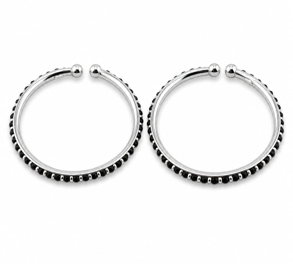 925 sterling silver kids bangle pair with black stones