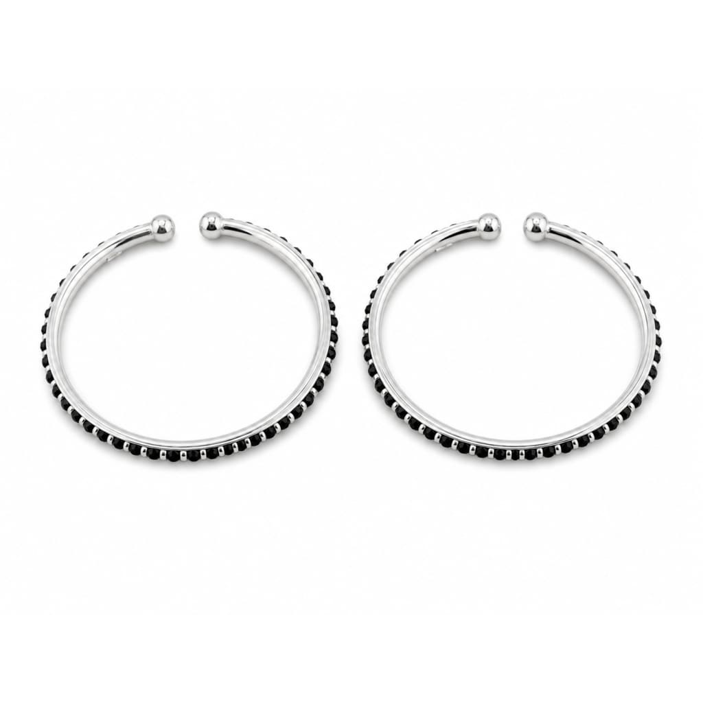 925 sterling silver black stone kids bangle pair