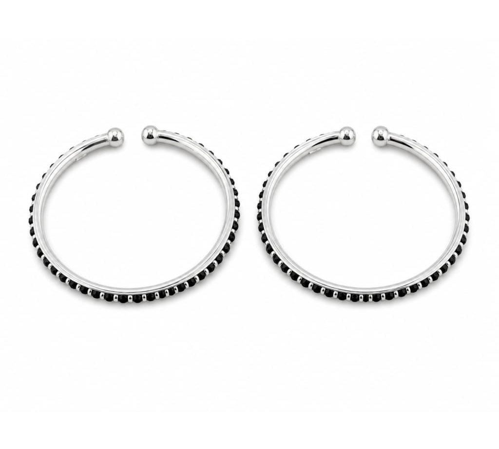 925 sterling silver black stone kids bangle pair