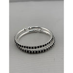 Original view of silver kids bangle pair with black stones