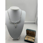925 Sterling Silver Blue CZ Necklace & Earrings Set –