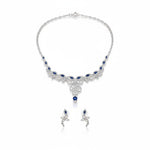925 Sterling Silver Blue CZ Necklace & Earrings Set –
