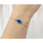 925 Sterling Silver Blue Evil Eye Chain Bracelet | 4g